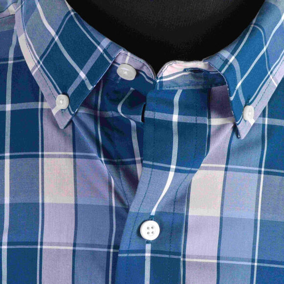 Oak Hill Mens Shirt 1XT Blue White Gray Stripe Wrinkle Free Cool Dry 100% Cotton - Picture 4 of 7